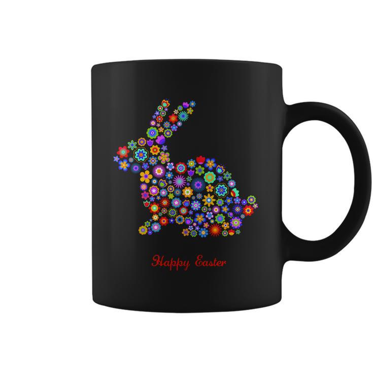 Happy Easter Bunny Rabbit Flowers Logo Coffee Mug