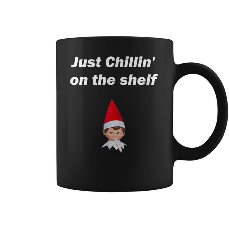 Just Chillin On The Shelf Stoned Elf Funny Christmas Coffee Mug