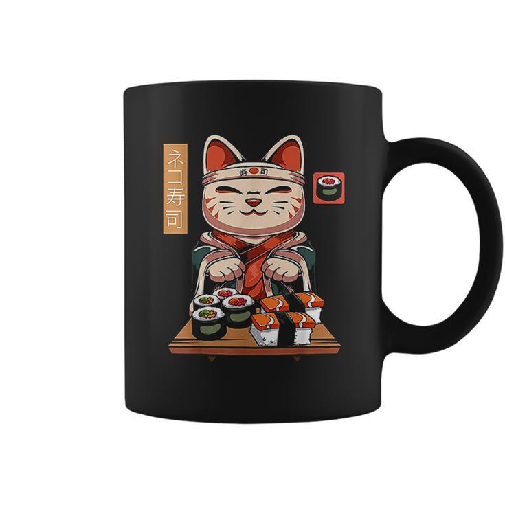 Kawaii Maneki Neko Sushi Bar Cute Sashimi Maki Roll Cat Coffee Mug