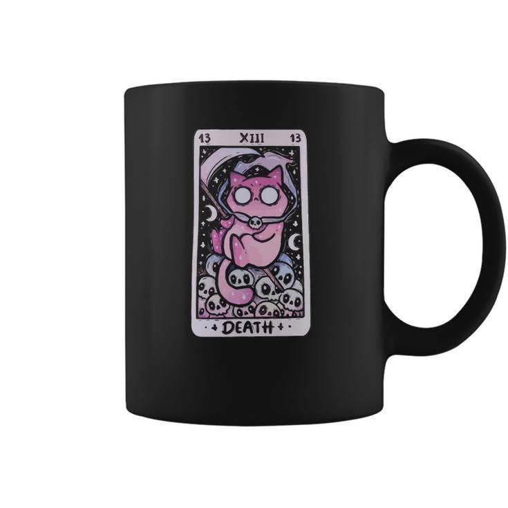 Kawaii Pastel Goth Art The Death Tarot Cute Cat Creepy Art Coffee Mug