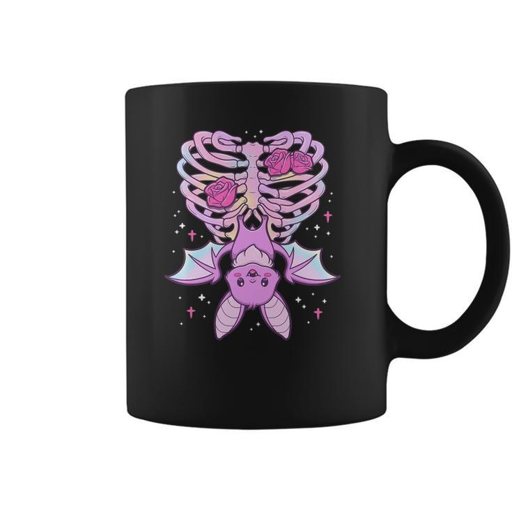 Kawaii Pastel Goth Cute Creepy Bat Skeleton Coffee Mug