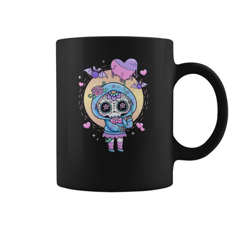 Kawaii Pastel Goth Cute Creepy Sugar Skull Anime Coffee Mug