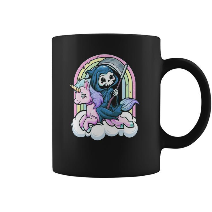 Kawaii Pastel Goth Cute Creepy Unicorn Grim Reaper Coffee Mug