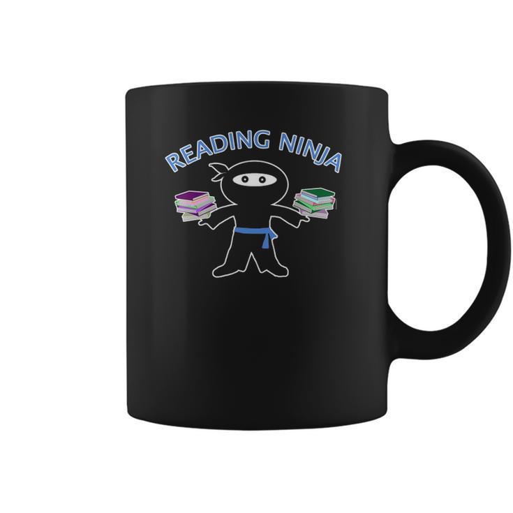 Kids Reading Ninjaby Scarebaby Blue Coffee Mug