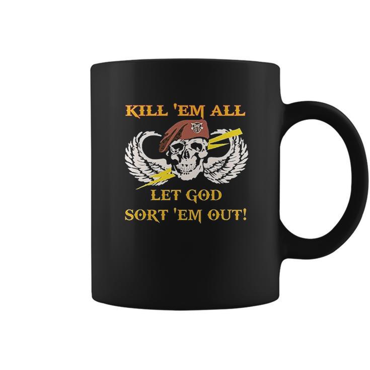 Kill Em All Let God Sort Em Out Skull Coffee Mug