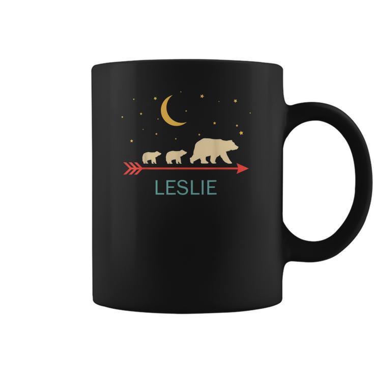 Leslie Name Gift Personalized Mama Bear With 2 Cubs Coffee Mug