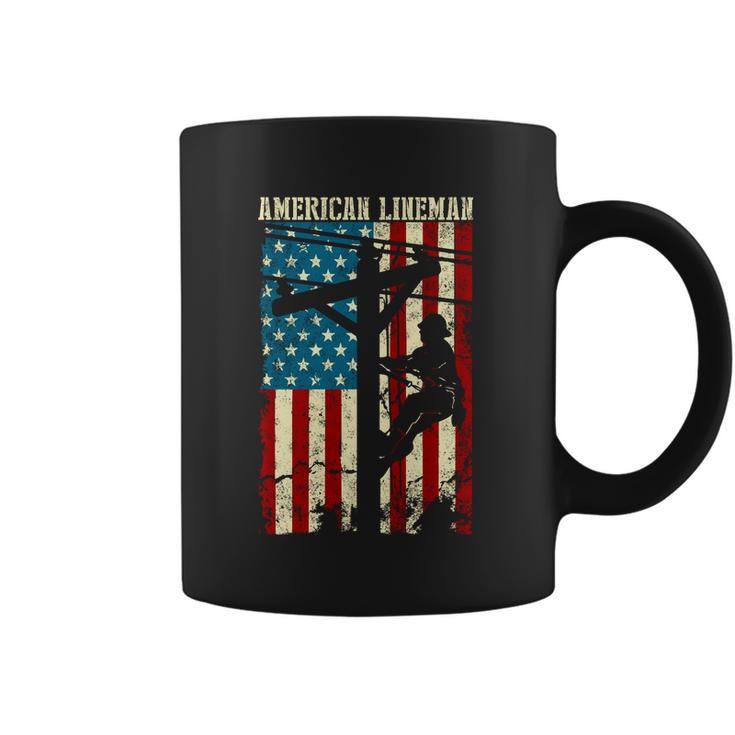 Line American Flag Electric Cable Gift Patriotic Line Gift Coffee Mug