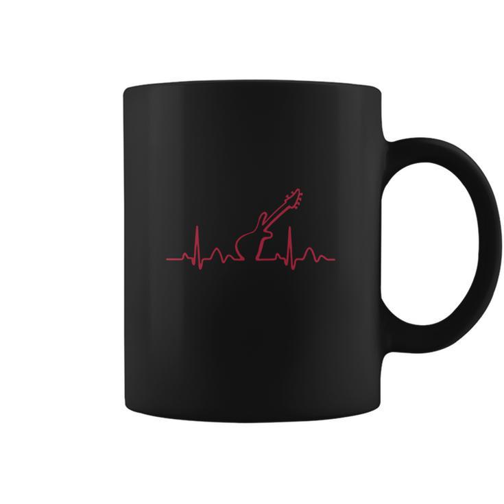 Lines Of Heart Guitar Herz Herzline Elektrokardiogramm Puls Und Takt Mit Gitarre Coffee Mug