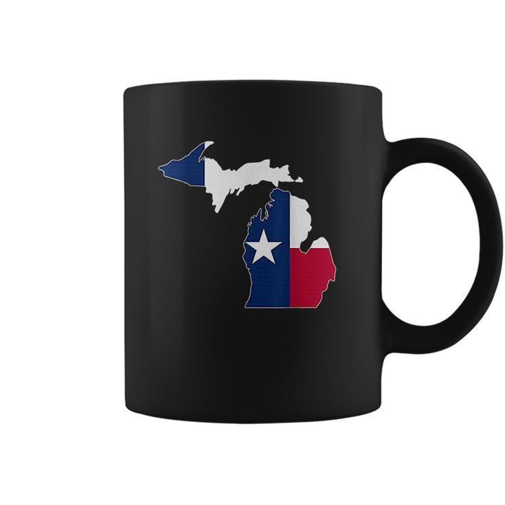 Michigan State Map Texas Flag Coffee Mug