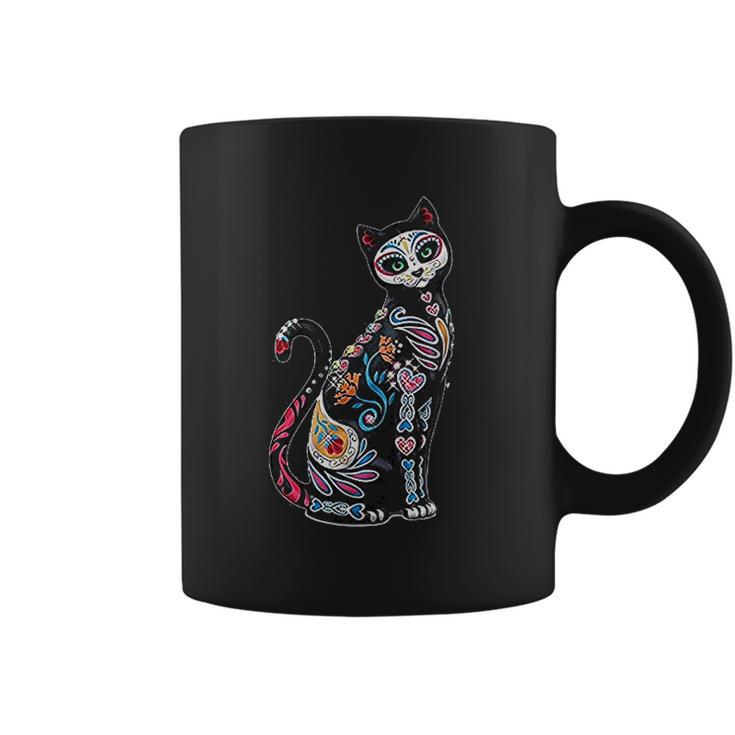 Mosaic Skull Day Of The Dead Cat Art Gift Coffee Mug