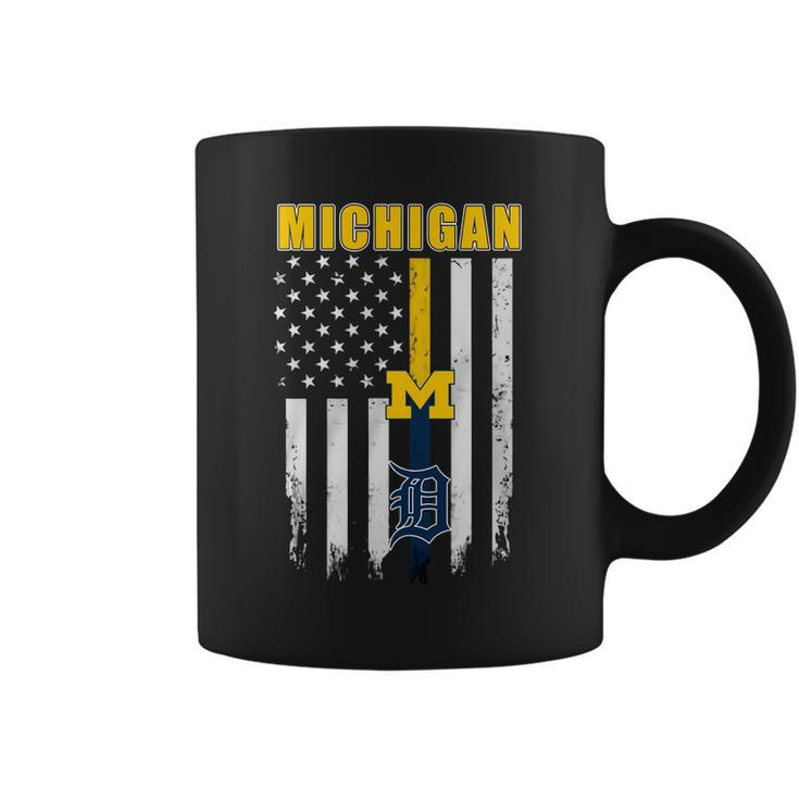 Official Michigan Michigan Wolverines Detroit Tigers American Flag Shirt Coffee Mug