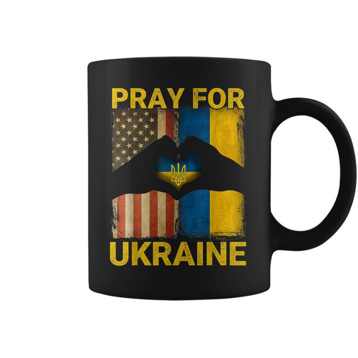 Pray For Ukraine Stand With Ukraine Ukrainian Flag Us Flag  Men Women T-Shirt Graphic Print Casual Unisex Tee Coffee Mug