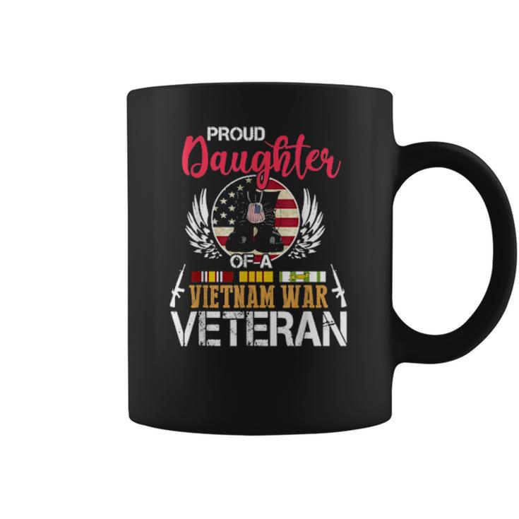 Proud Daughter Vietnam War Veteran American Flag Military Coffee Mug