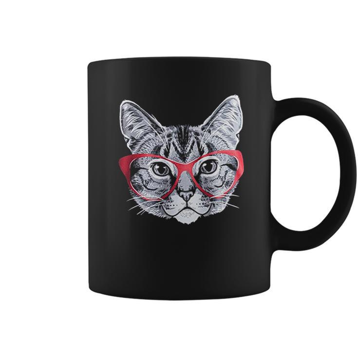 Red Glasses Cat Funny Belcher Kitty Cute Humor Fun Coffee Mug