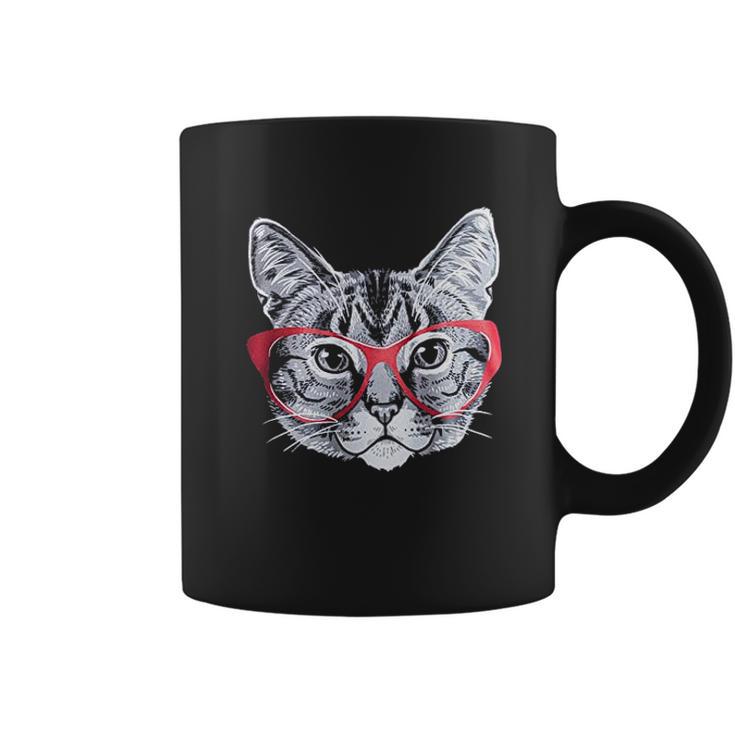 Red Linda Glasses Cat Funny Belcher Kitty Cute Humor Fun Coffee Mug