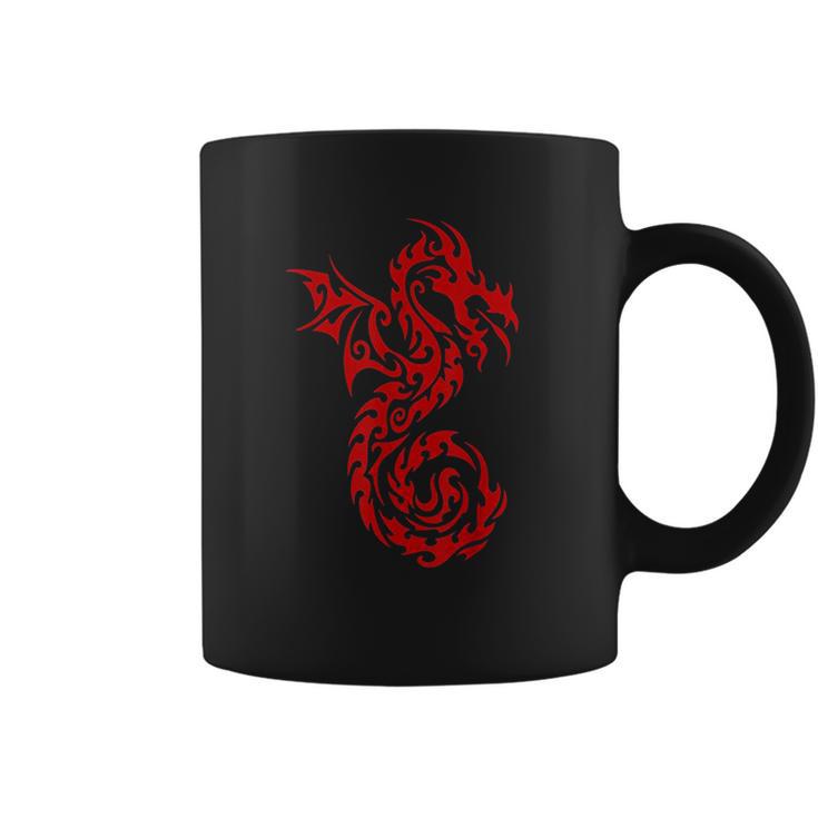 Red Tribal Dragon Chinese Firedrake Art Print Coffee Mug