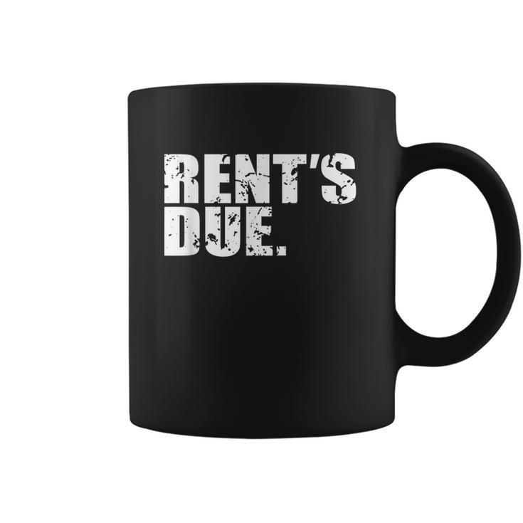 Rents Due Work Hard Bodybuilder Weightlifting Distressed Graphic Design Printed Casual Daily Basic Coffee Mug