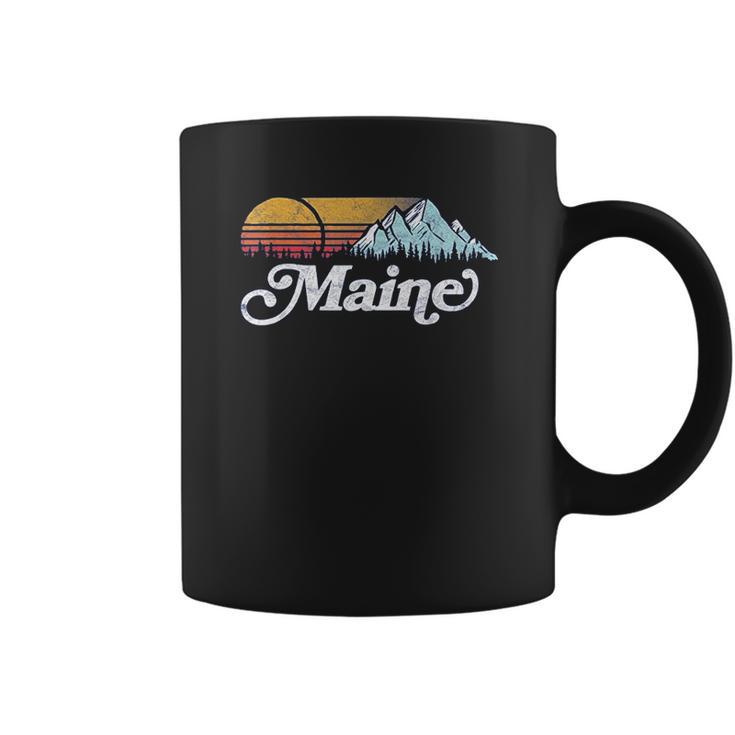 Retro Vibe Maine Vintage Mountains And Sun Coffee Mug