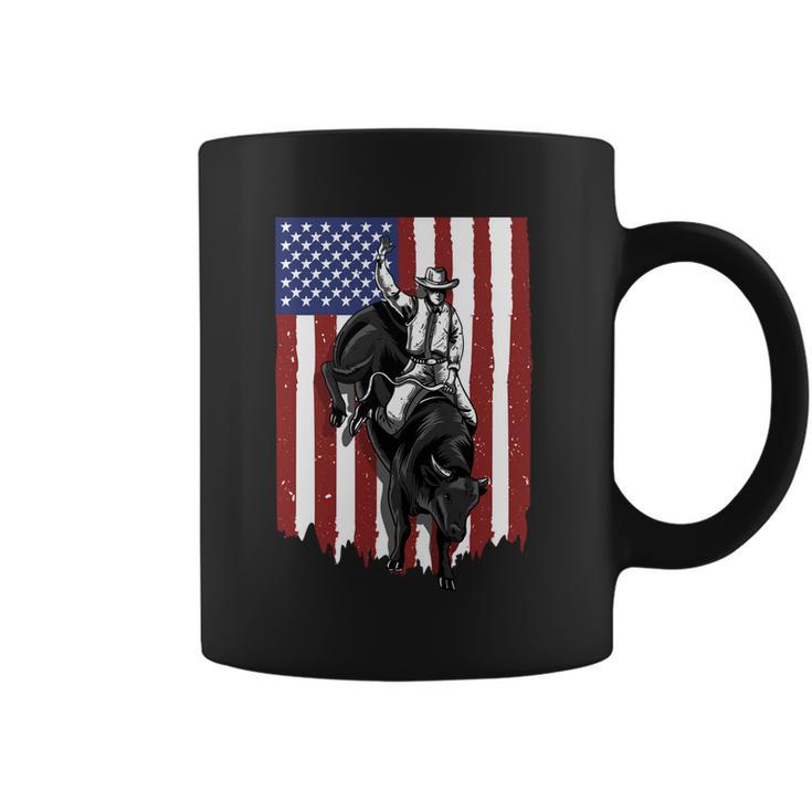 Rodeo Bull Rider Patriotic American Usa Flag For Cowboys Cute Gift Coffee Mug