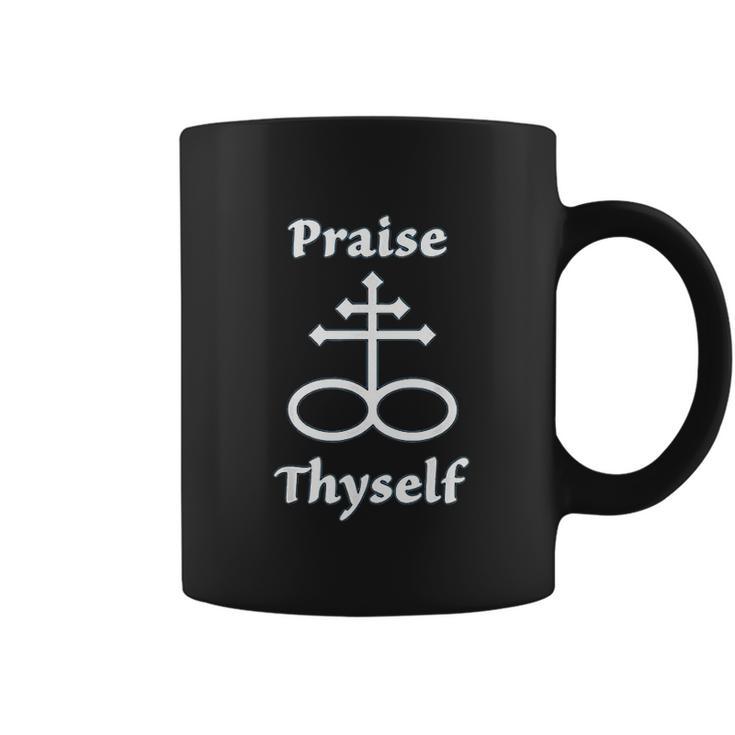 Satanic Cross | Praise Thyself Quote Atheist Coffee Mug