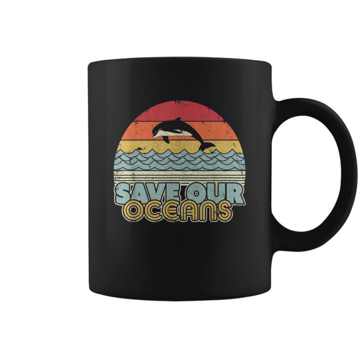 Save Our Oceans Dolphin Retro Style Climate Change Coffee Mug