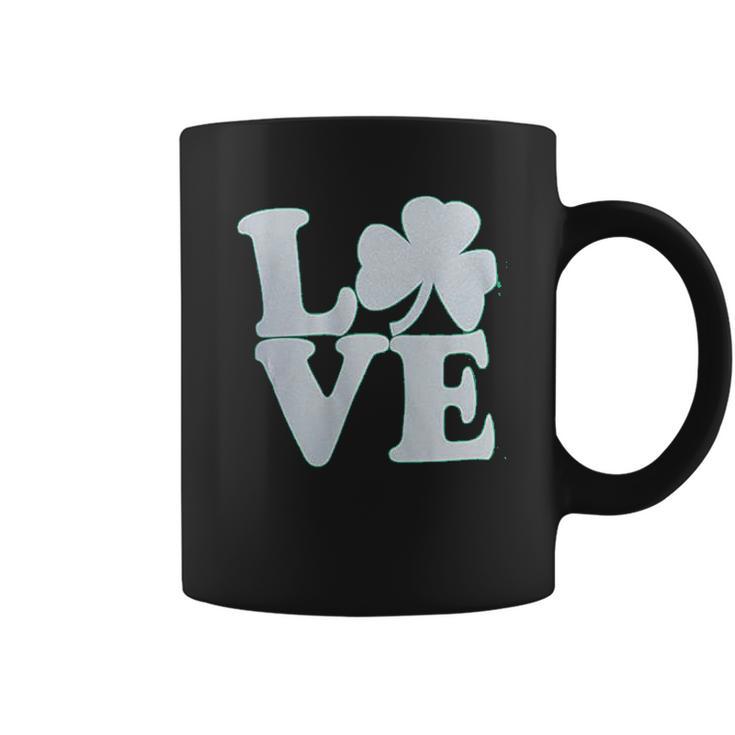 Shamrock Love Funny St Pats Paddy Patrick Pattys Green Heart Cute Coffee Mug