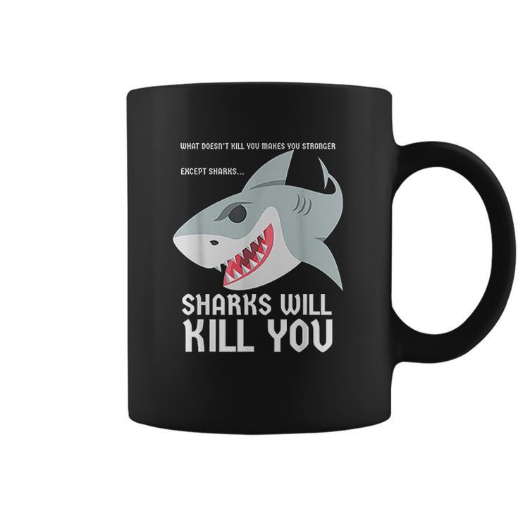 Sharks Will Kill You Funny Fun Emoji Stuff Gift Coffee Mug