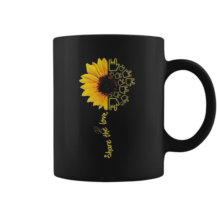 Sign Language  Asl American Sunflower  Share The Love Coffee Mug