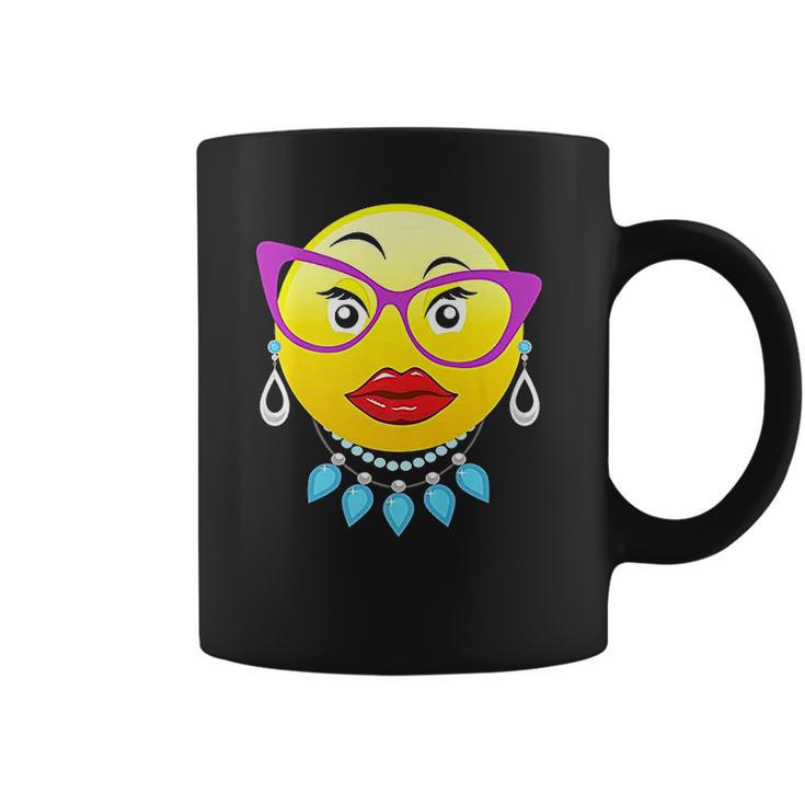 Smiling Emojis Lady Bling Face Glasses Costume Coffee Mug