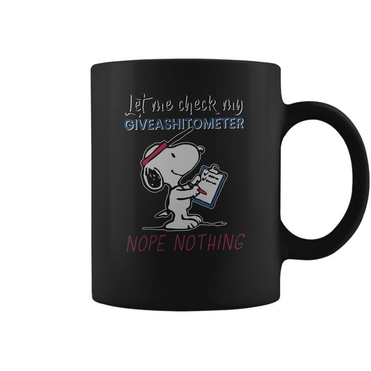 Snoopy Let Me Check My Giveashitometer Nope Nothing Coffee Mug