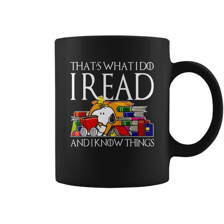 Snoopy Thats What I Do I Read And I Know Things Coffee Mug