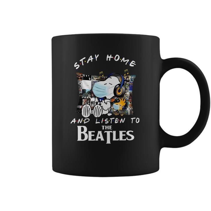 Snoopy And Woodstock Stay Home And Listen To The Beatles Shirt Coffee Mug