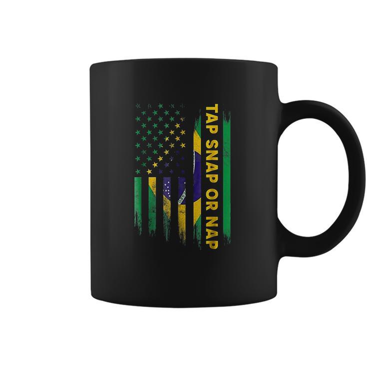 Tap Snap Or Nap Jiu Jitsu Bjj Brazil Us Flag Coffee Mug