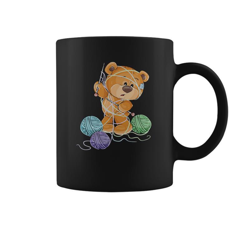 Teddy Bear Tangled In Wool | Funny Knitting Gifts Coffee Mug