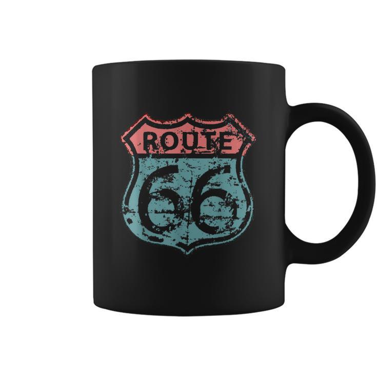 Historic American Route Icon Weathered Highway 66 Road Sign Coffee Mug