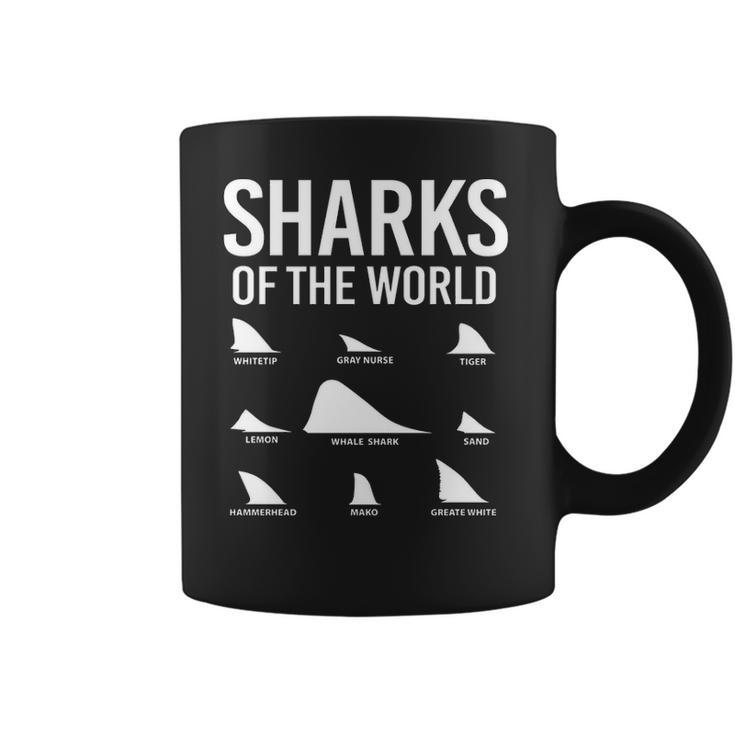 Types Of Shark Sharks Of The World Lovers Shark Fin Coffee Mug