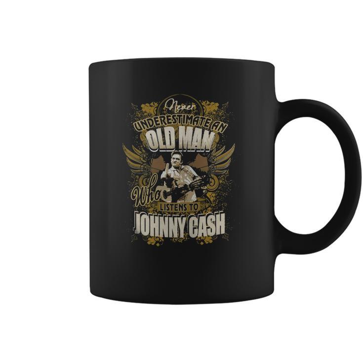 Never Underestimate An Old Man Listening To Johnny Cash Coffee Mug