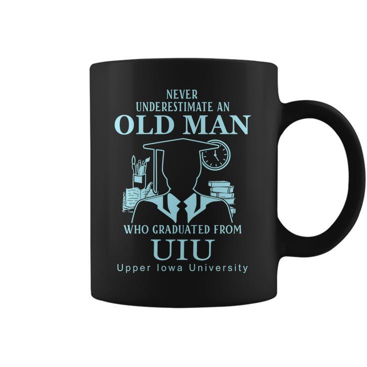 Never Underestimate An Old Man Upper Iowa University Coffee Mug