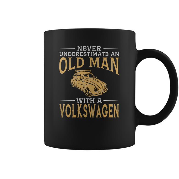 Never Underestimate An Old Man With A Volkswagen Beetle Tshirt Coffee Mug