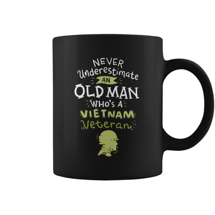 Never Underestimate An Old Whos A Vietnam Veteran Gift Graphic Design Printed Casual Daily Basic Coffee Mug