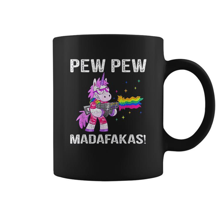 Unicorn Pew Pew Madafakas Vintage Crazy Cat Funny Graphic Coffee Mug