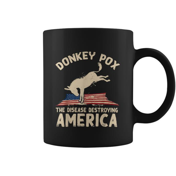 Us Flag Donkey Pox The Disease Destroying America Democratic Coffee Mug