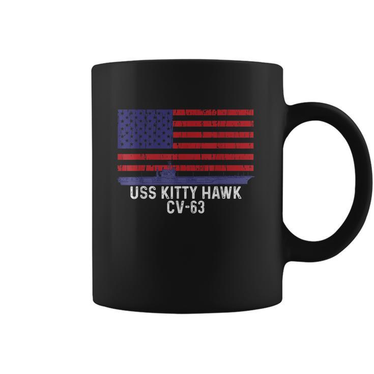 Uss Kitty Hawk Cv63 Aircraft Carrier Vintage Usa Flag Coffee Mug