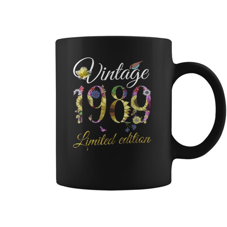 Vintage 1989 Tee 32 Years Old Sunflowers Floral 32Nd Birthday Coffee Mug