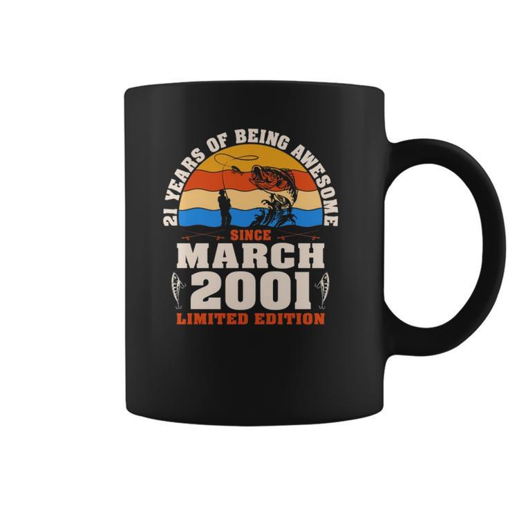 Vintage March 2001 21 Years Old Fishing Lover 21St Birthday Coffee Mug