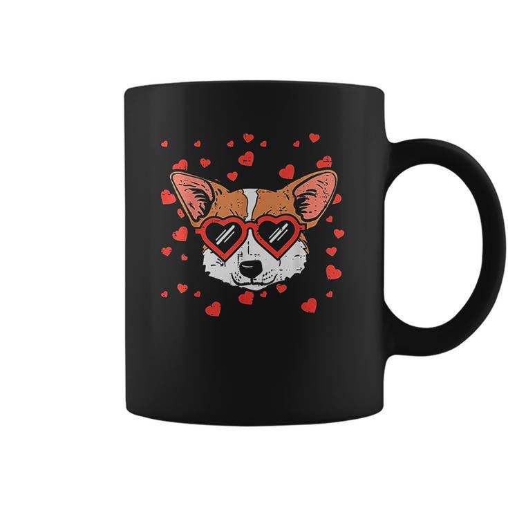 Welsh Corgi Face Heart Glasses Cute Valentines Day Dog Gift Coffee Mug