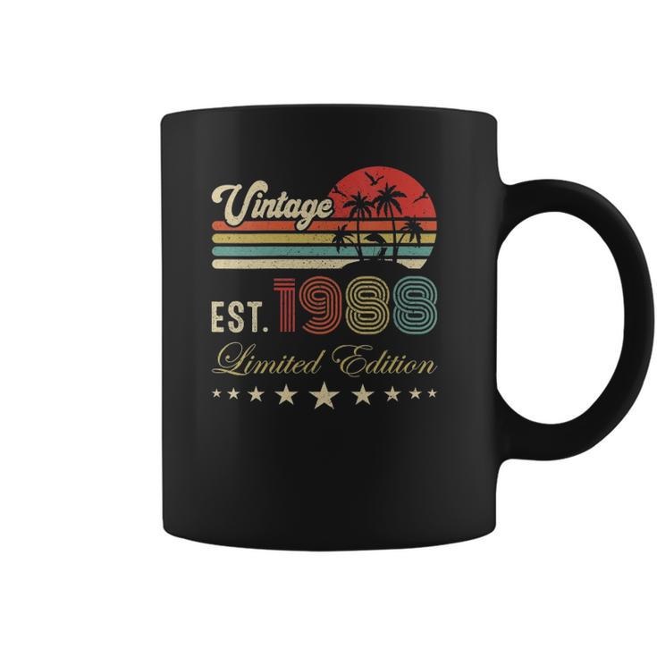 Womens 34Th Birthday Born 1988 Vintage Limited Edition 34 Birthday V-Neck Coffee Mug