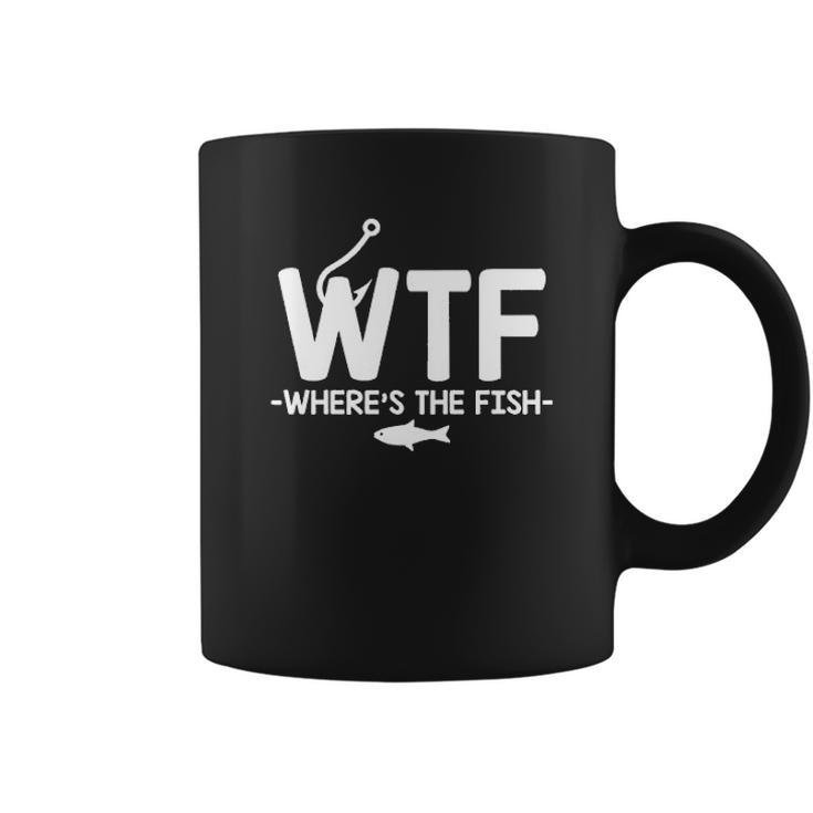 Wtf Where Is The Fish Fisherman Boater Graphic Novelty Sarcastic Funny Coffee Mug