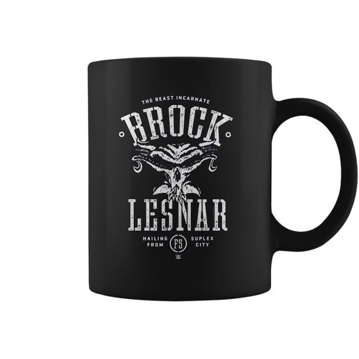 Wwe Brock Lesnar Stencil Type With Skull Coffee Mug