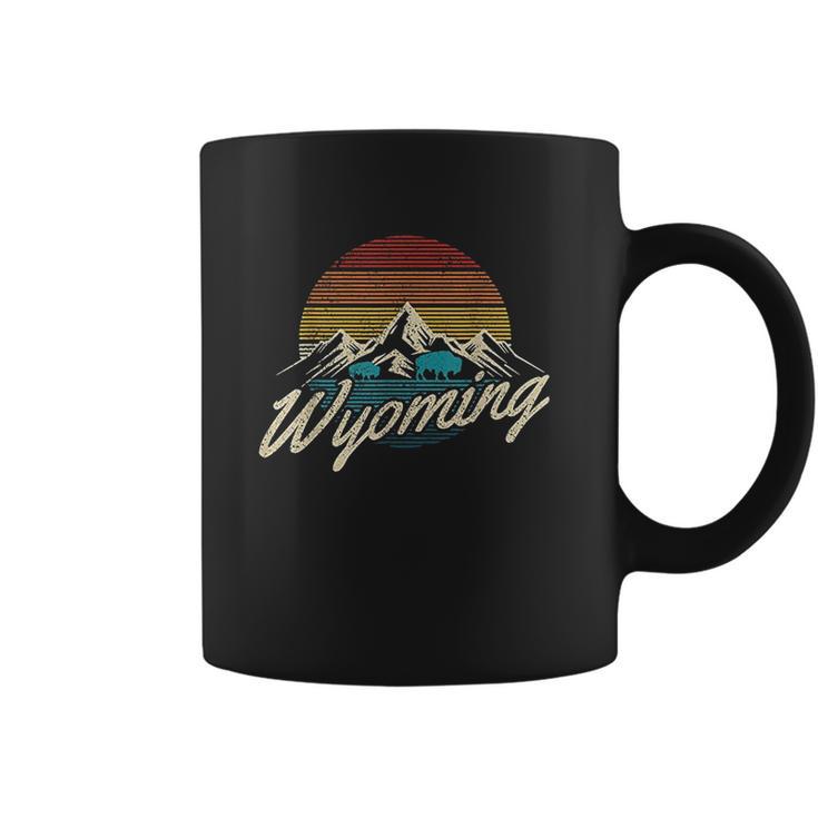 Wyoming Vintage Mountains Bison American Buffalo Coffee Mug